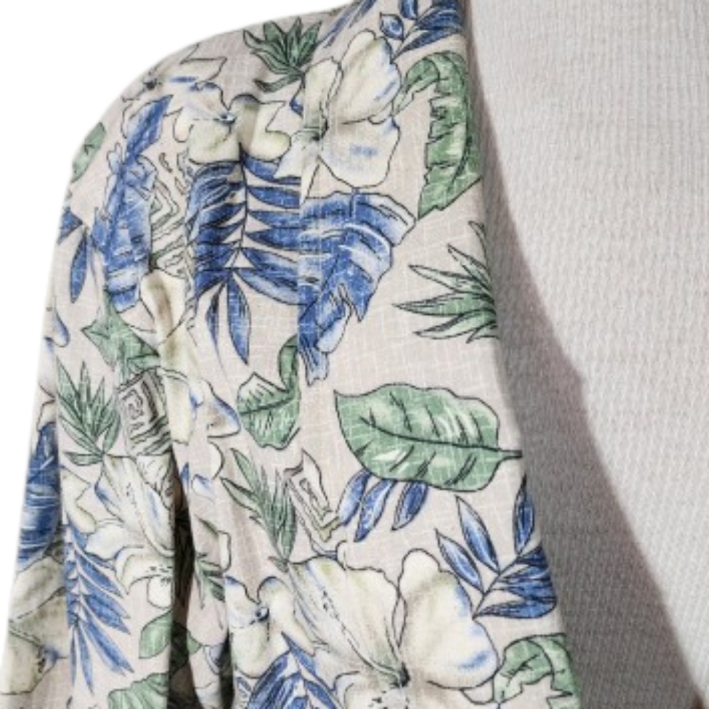 Blazer Floral Vintage Oversized Beige and Blue Plus Size 1X - Picture 10 of 13